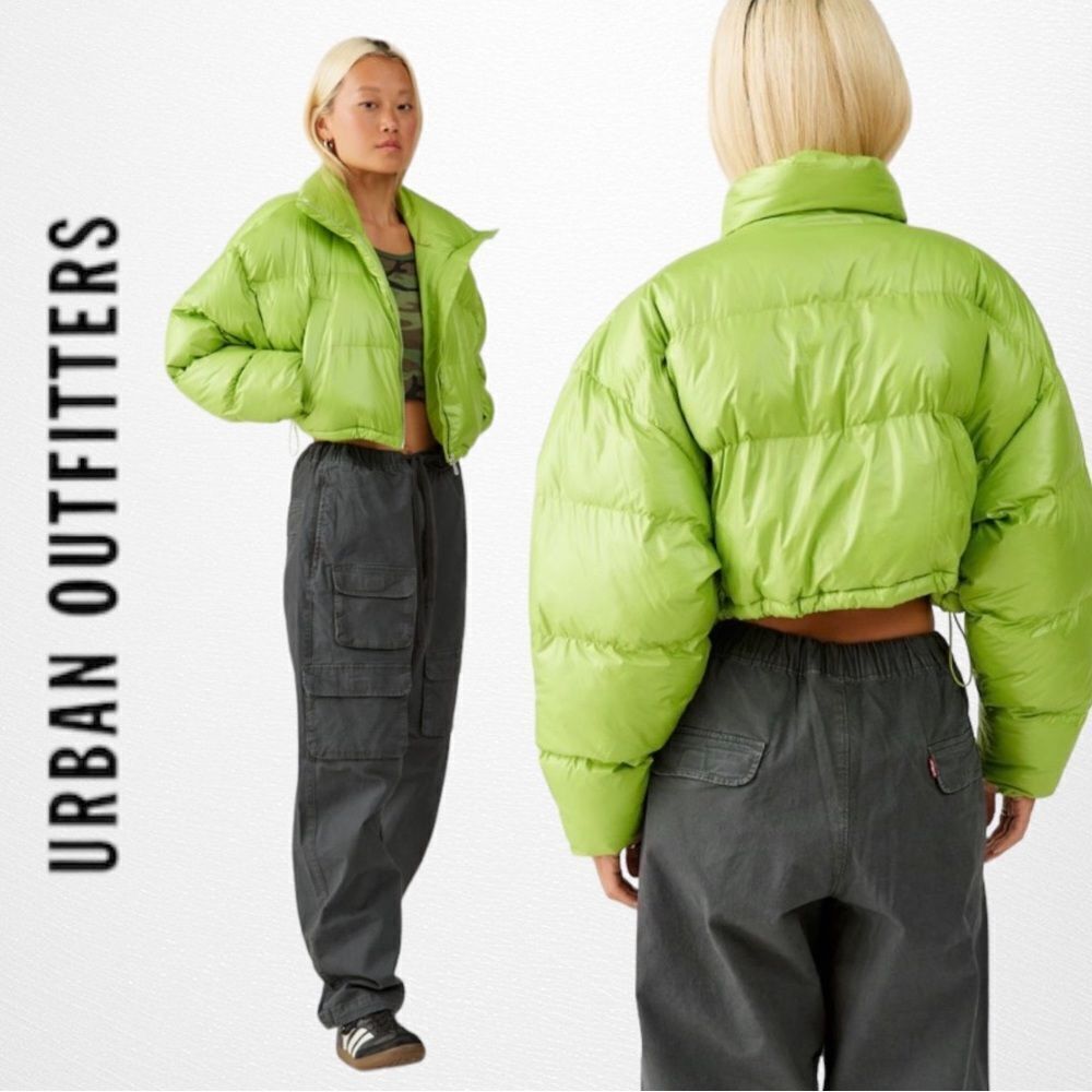NEW UO Urban Outfitters Taryn Green Cropped Puffer Coat Jacket XXXL